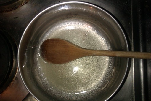 Sugar water in pan